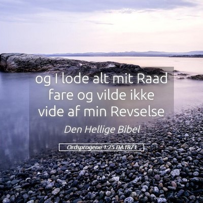 Picture 05 - Ordsprogene 1:25 DA1871 - og I lode alt mit Raad fare og vilde ikke vide af - Bible Verse Picture