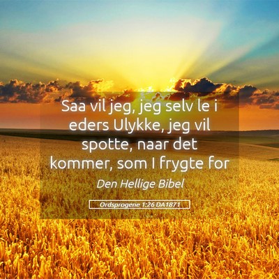 Picture 05 - Ordsprogene 1:26 DA1871 - Saa vil jeg, jeg selv le i eders Ulykke, jeg vil - Bible Verse Picture