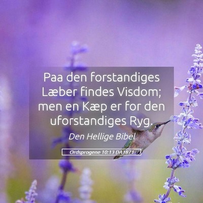 Picture 05 - Ordsprogene 10:13 DA1871 - Paa den forstandiges Læber findes Visdom; men en - Bible Verse Picture