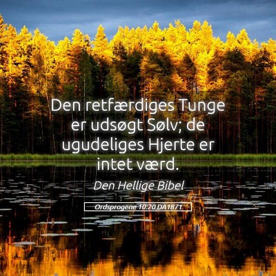 Picture 05 - Ordsprogene 10:20 DA1871 - Den retfærdiges Tunge er udsøgt Sølv; de - Bible Verse Picture