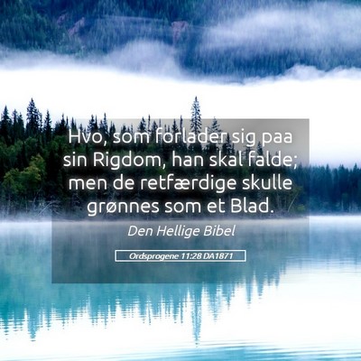 Picture 05 - Ordsprogene 11:28 DA1871 - Hvo, som forlader sig paa sin Rigdom, han skal - Bible Verse Picture