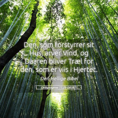 Picture 05 - Ordsprogene 11:29 DA1871 - Den, som forstyrrer sit Hus, arver Vind, og - Bible Verse Picture