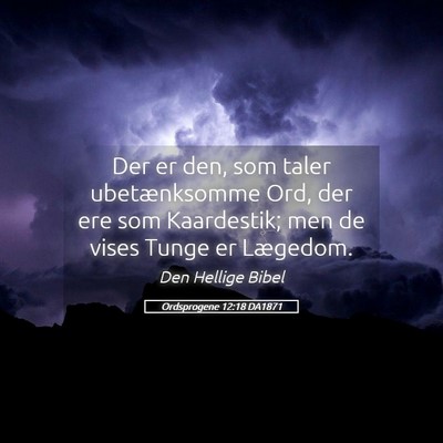 Picture 05 - Ordsprogene 12:18 DA1871 - Der er den, som taler ubetænksomme Ord, der ere - Bible Verse Picture