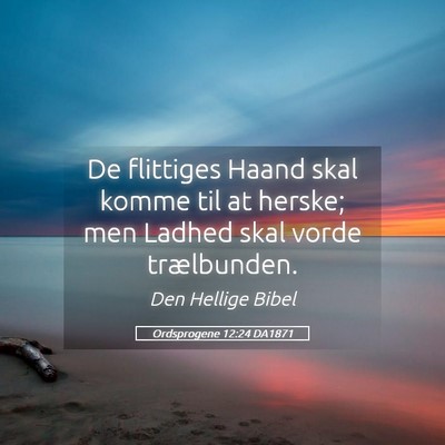 Picture 05 - Ordsprogene 12:24 DA1871 - De flittiges Haand skal komme til at herske; men - Bible Verse Picture
