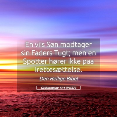 Picture 05 - Ordsprogene 13:1 DA1871 - En viis Søn modtager sin Faders Tugt; men en - Bible Verse Picture