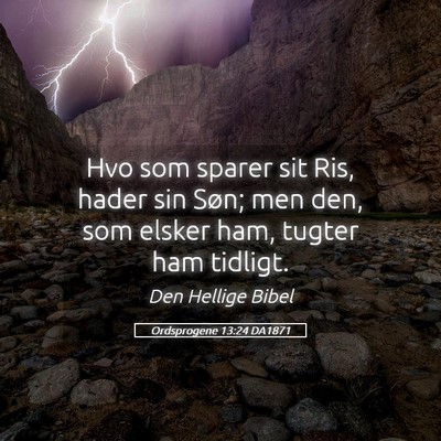 Picture 05 - Ordsprogene 13:24 DA1871 - Hvo som sparer sit Ris, hader sin Søn; men den, - Bible Verse Picture