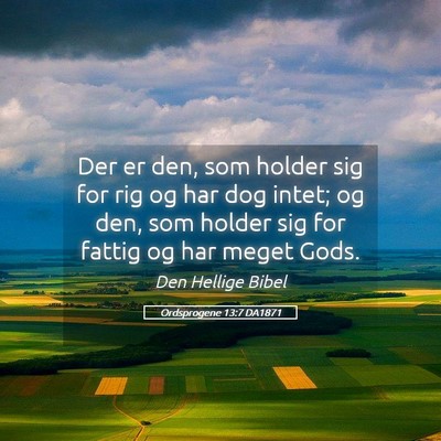 Picture 05 - Ordsprogene 13:7 DA1871 - Der er den, som holder sig for rig og har dog - Bible Verse Picture
