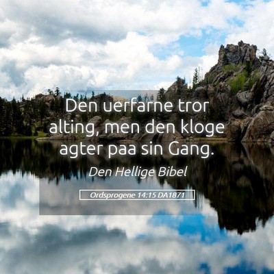 Picture 05 - Ordsprogene 14:15 DA1871 - Den uerfarne tror alting, men den kloge agter paa - Bible Verse Picture