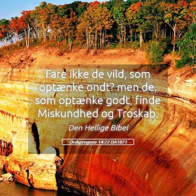 Picture 05 - Ordsprogene 14:22 DA1871 - Fare ikke de vild, som optænke ondt? men de, som - Bible Verse Picture