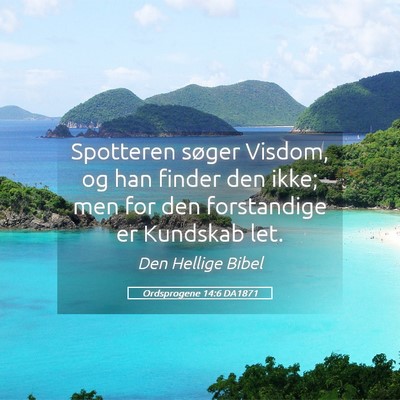 Picture 05 - Ordsprogene 14:6 DA1871 - Spotteren søger Visdom, og han finder den ikke; - Bible Verse Picture