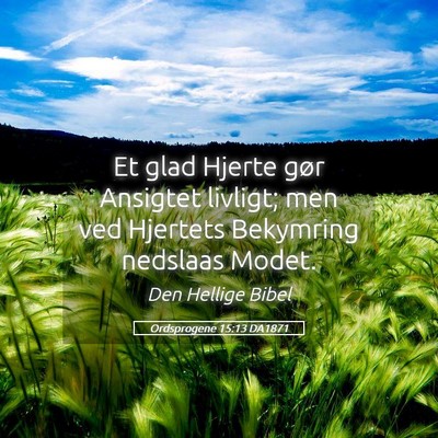 Picture 05 - Ordsprogene 15:13 DA1871 - Et glad Hjerte gør Ansigtet livligt; men ved - Bible Verse Picture