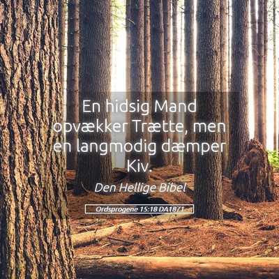 Picture 05 - Ordsprogene 15:18 DA1871 - En hidsig Mand opvækker Trætte, men en - Bible Verse Picture