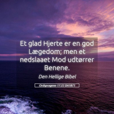 Picture 05 - Ordsprogene 17:22 DA1871 - Et glad Hjerte er en god Lægedom; men et - Bible Verse Picture