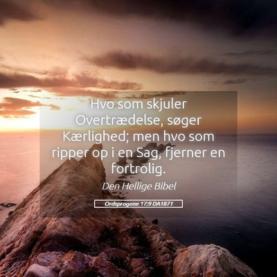 Picture 05 - Ordsprogene 17:9 DA1871 - Hvo som skjuler Overtrædelse, søger Kærlighed; - Bible Verse Picture