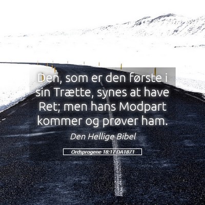 Picture 05 - Ordsprogene 18:17 DA1871 - Den, som er den første i sin Trætte, synes at - Bible Verse Picture