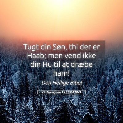 Picture 05 - Ordsprogene 19:18 DA1871 - Tugt din Søn, thi der er Haab; men vend ikke din - Bible Verse Picture
