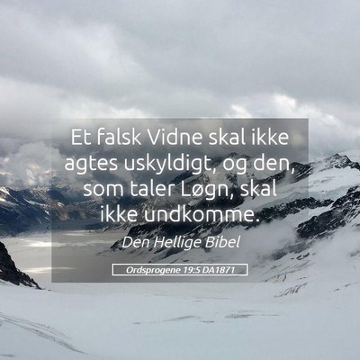 Picture 05 - Ordsprogene 19:5 DA1871 - Et falsk Vidne skal ikke agtes uskyldigt, og den, - Bible Verse Picture