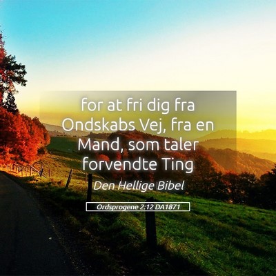 Picture 05 - Ordsprogene 2:12 DA1871 - for at fri dig fra Ondskabs Vej, fra en Mand, som - Bible Verse Picture