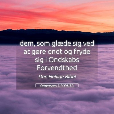Picture 05 - Ordsprogene 2:14 DA1871 - dem, som glæde sig ved at gøre ondt og fryde - Bible Verse Picture