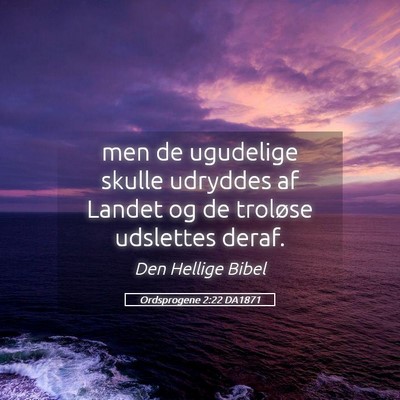 Picture 05 - Ordsprogene 2:22 DA1871 - men de ugudelige skulle udryddes af Landet og de - Bible Verse Picture