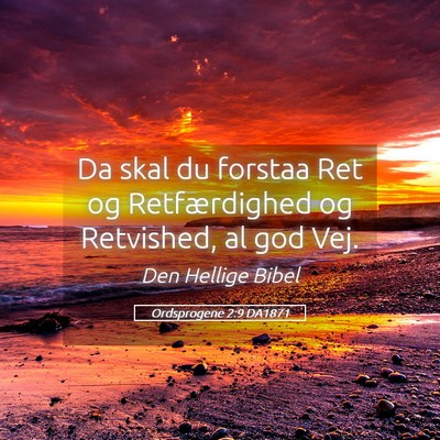 Picture 05 - Ordsprogene 2:9 DA1871 - Da skal du forstaa Ret og Retfærdighed og - Bible Verse Picture