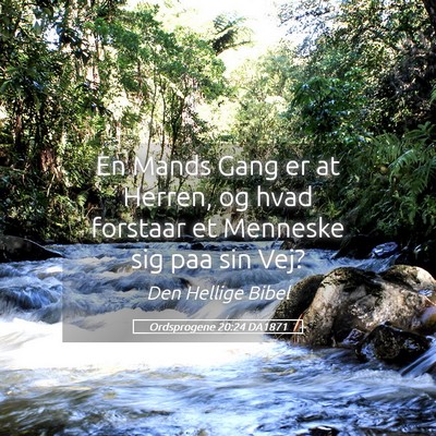 Picture 05 - Ordsprogene 20:24 DA1871 - En Mands Gang er at Herren, og hvad forstaar et - Bible Verse Picture