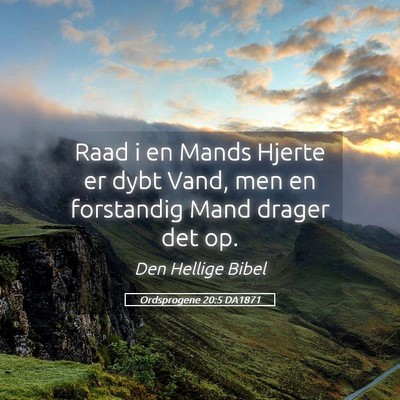 Picture 05 - Ordsprogene 20:5 DA1871 - Raad i en Mands Hjerte er dybt Vand, men en - Bible Verse Picture