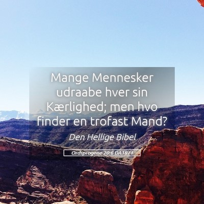 Picture 05 - Ordsprogene 20:6 DA1871 - Mange Mennesker udraabe hver sin Kærlighed; men - Bible Verse Picture