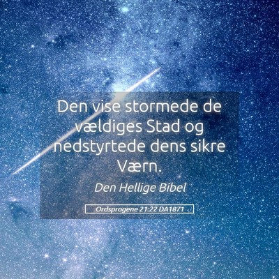 Picture 05 - Ordsprogene 21:22 DA1871 - Den vise stormede de vældiges Stad og - Bible Verse Picture