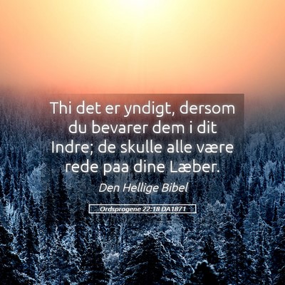 Picture 05 - Ordsprogene 22:18 DA1871 - Thi det er yndigt, dersom du bevarer dem i dit - Bible Verse Picture
