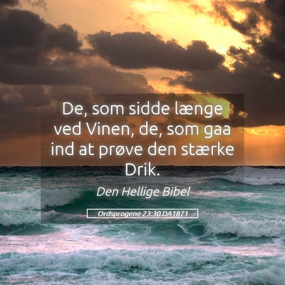 Picture 05 - Ordsprogene 23:30 DA1871 - De, som sidde længe ved Vinen, de, som gaa ind - Bible Verse Picture