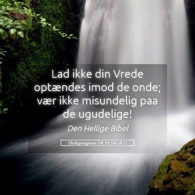 Picture 05 - Ordsprogene 24:19 DA1871 - Lad ikke din Vrede optændes imod de onde; vær - Bible Verse Picture