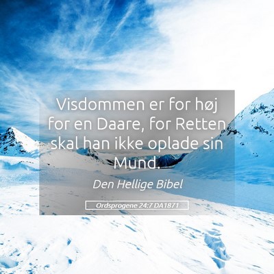 Picture 05 - Ordsprogene 24:7 DA1871 - Visdommen er for høj for en Daare, for Retten - Bible Verse Picture