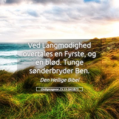 Picture 05 - Ordsprogene 25:15 DA1871 - Ved Langmodighed overtales en Fyrste, og en - Bible Verse Picture