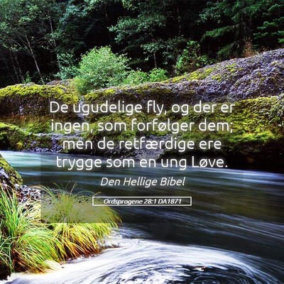 Picture 05 - Ordsprogene 28:1 DA1871 - De ugudelige fly, og der er ingen, som forfølger - Bible Verse Picture