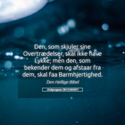 Picture 05 - Ordsprogene 28:13 DA1871 - Den, som skjuler sine Overtrædelser, skal ikke - Bible Verse Picture