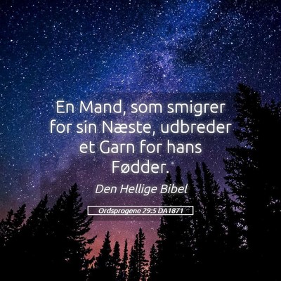 Picture 05 - Ordsprogene 29:5 DA1871 - En Mand, som smigrer for sin Næste, udbreder et - Bible Verse Picture