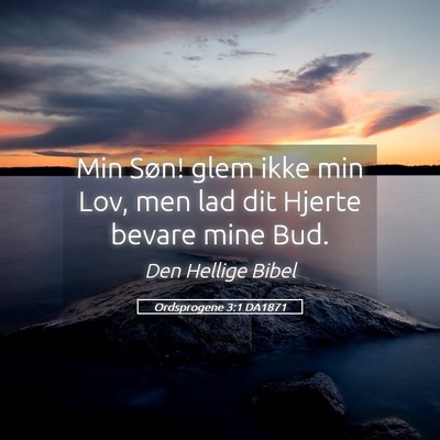 Picture 05 - Ordsprogene 3:1 DA1871 - Min Søn! glem ikke min Lov, men lad dit Hjerte - Bible Verse Picture