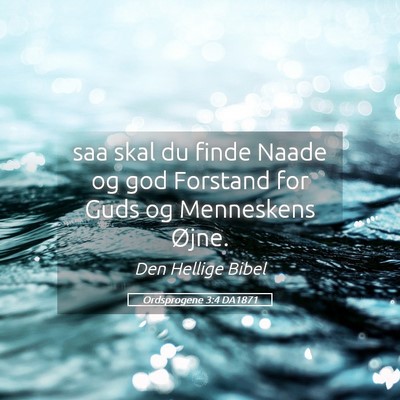 Picture 05 - Ordsprogene 3:4 DA1871 - saa skal du finde Naade og god Forstand for Guds - Bible Verse Picture