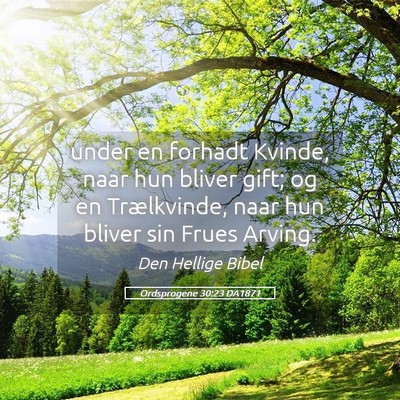 Picture 05 - Ordsprogene 30:23 DA1871 - under en forhadt Kvinde, naar hun bliver gift; og - Bible Verse Picture