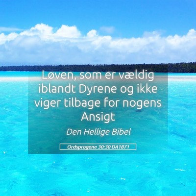 Picture 05 - Ordsprogene 30:30 DA1871 - Løven, som er vældig iblandt Dyrene og ikke - Bible Verse Picture