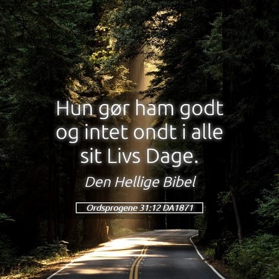 Picture 05 - Ordsprogene 31:12 DA1871 - Hun gør ham godt og intet ondt i alle sit Livs - Bible Verse Picture