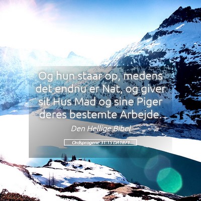 Picture 05 - Ordsprogene 31:15 DA1871 - Og hun staar op, medens det endnu er Nat, og - Bible Verse Picture