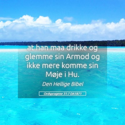 Picture 05 - Ordsprogene 31:7 DA1871 - at han maa drikke og glemme sin Armod og ikke - Bible Verse Picture