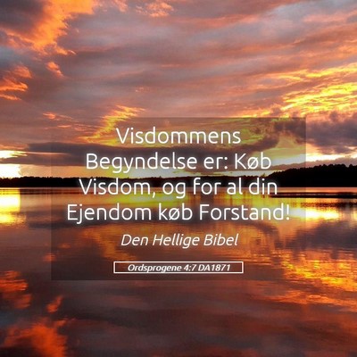 Picture 05 - Ordsprogene 4:7 DA1871 - Visdommens Begyndelse er: Køb Visdom, og for al - Bible Verse Picture