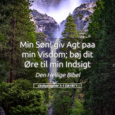 Picture 05 - Ordsprogene 5:1 DA1871 - Min Søn! giv Agt paa min Visdom; bøj dit Øre - Bible Verse Picture