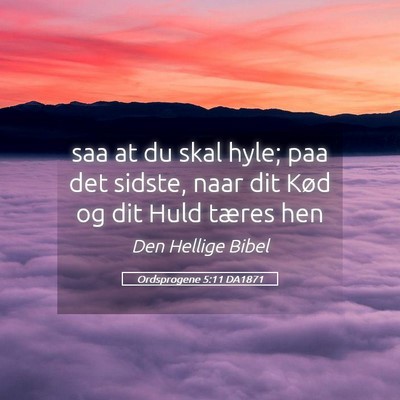 Picture 05 - Ordsprogene 5:11 DA1871 - saa at du skal hyle; paa det sidste, naar dit - Bible Verse Picture