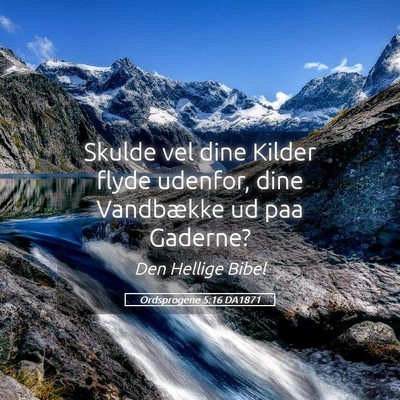 Picture 05 - Ordsprogene 5:16 DA1871 - Skulde vel dine Kilder flyde udenfor, dine - Bible Verse Picture