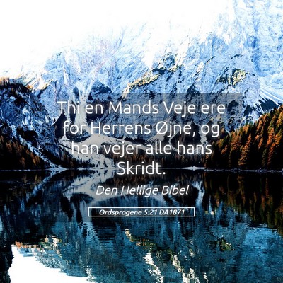 Picture 05 - Ordsprogene 5:21 DA1871 - Thi en Mands Veje ere for Herrens Øjne, og han - Bible Verse Picture
