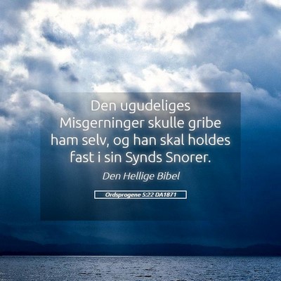 Picture 05 - Ordsprogene 5:22 DA1871 - Den ugudeliges Misgerninger skulle gribe ham - Bible Verse Picture